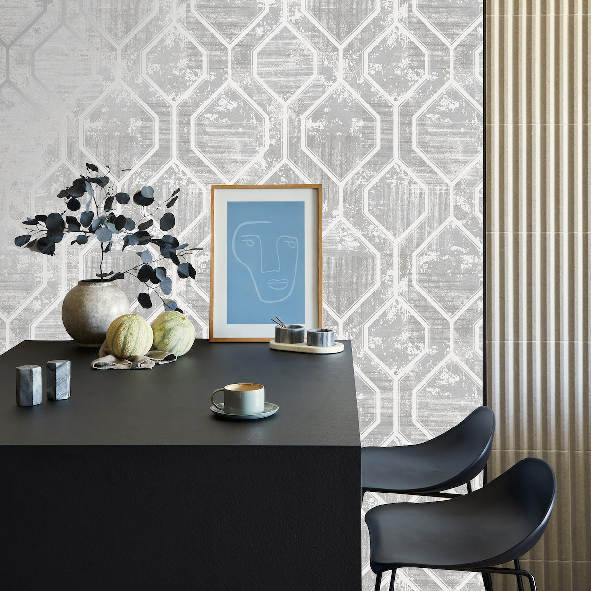 Armature Geo Grey / Silver Wallpaper