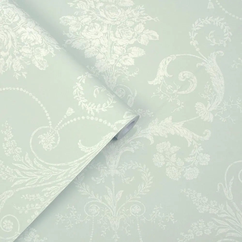 Josette Metallic Duck Egg Wallpaper Inn