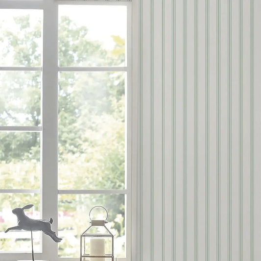 Farnworth Stripe Sage Green Wallpaper Wallpaper Inn