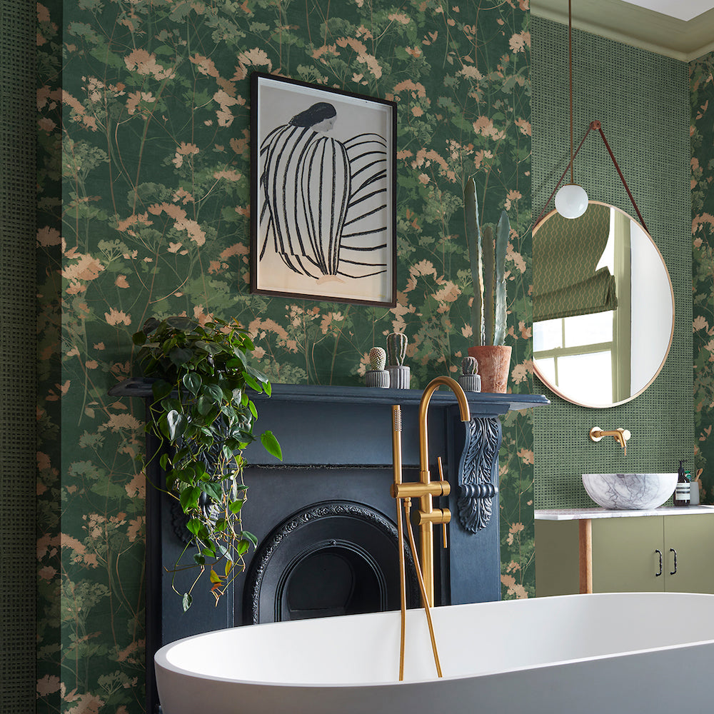 Flower Press Palm Green Wallpaper