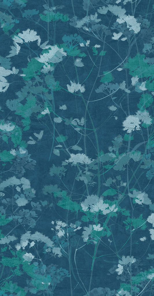 Flower Press Denim Wallpaper