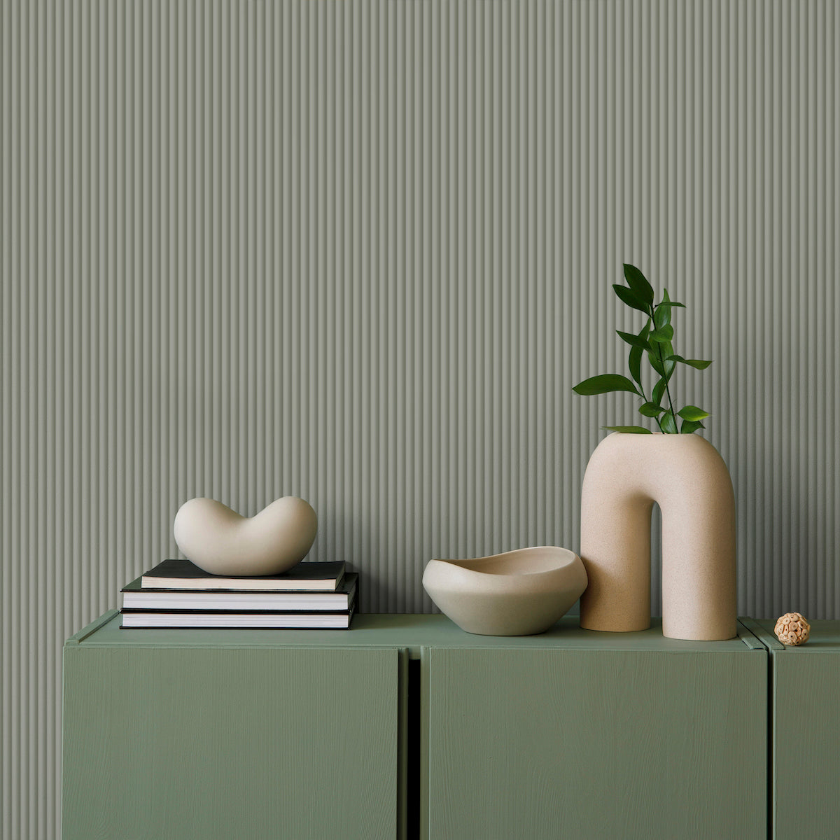 Tactile Pinstripe Sage Wallpaper