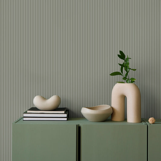 Tactile Pinstripe Sage Wallpaper