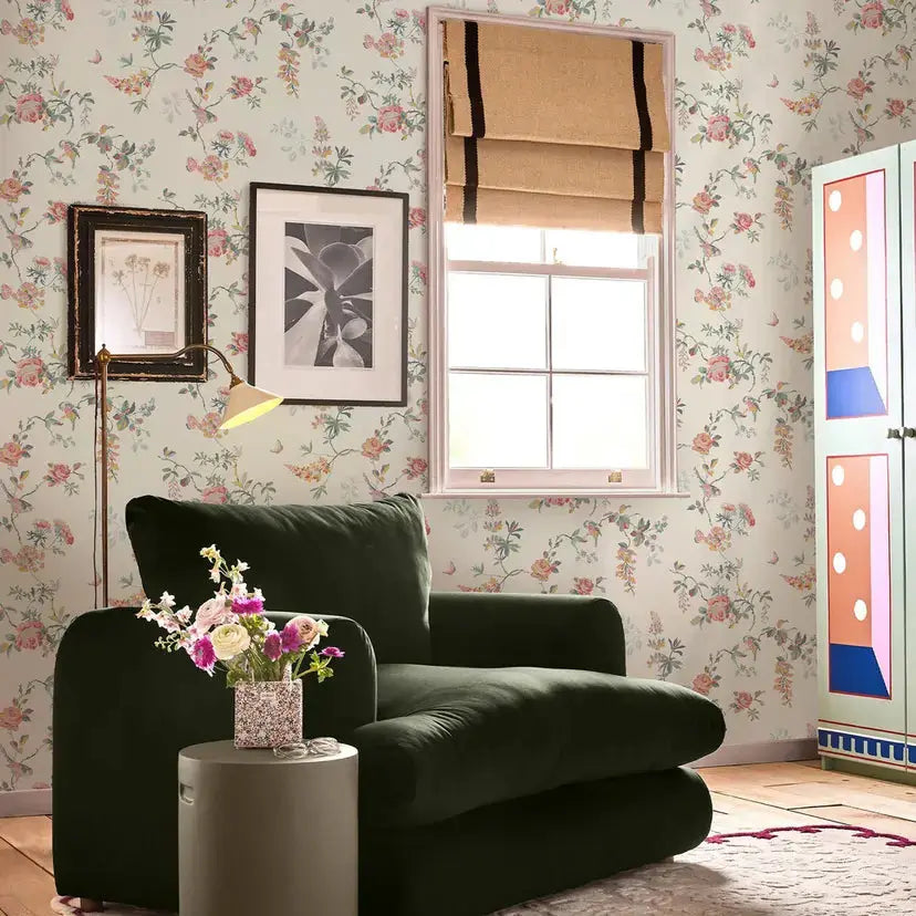 Birds & Roses Wallpaper Wallpaper Inn