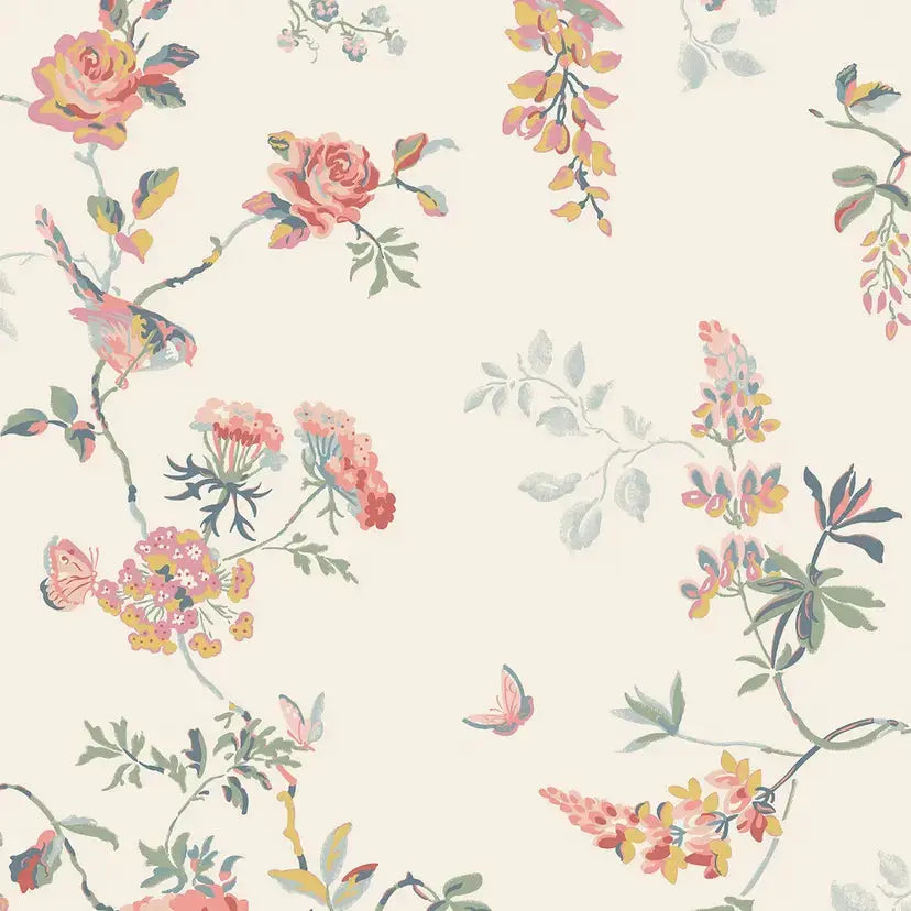 Birds & Roses Wallpaper Wallpaper Inn