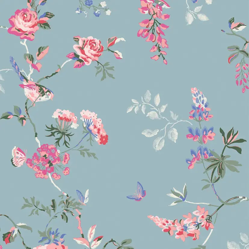 Birds & Roses Wallpaper Wallpaper Inn