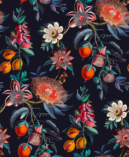 Physic Garden Navy Wallpaper