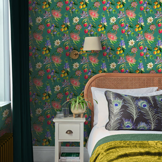 Physic Garden Teal Wallpaper