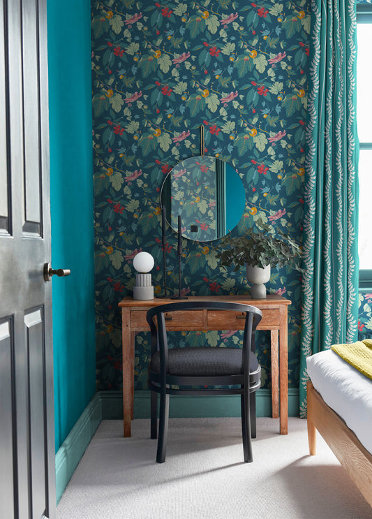 Craftwork Trail Navy Wallpaper