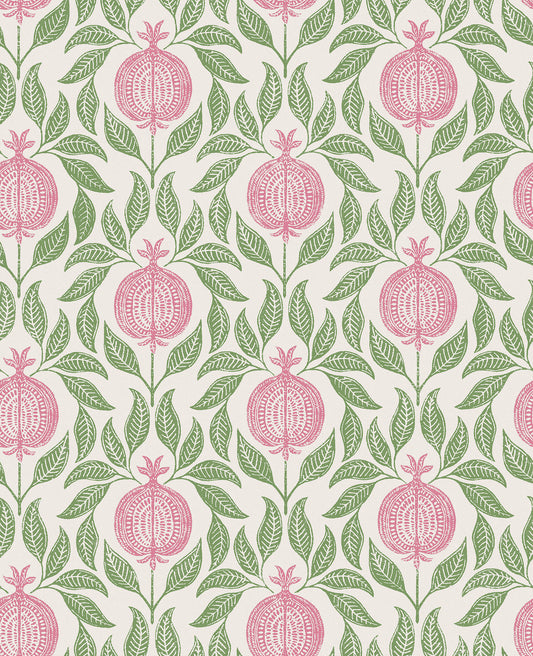 Apple of Grenada Pink & Green Wallpaper