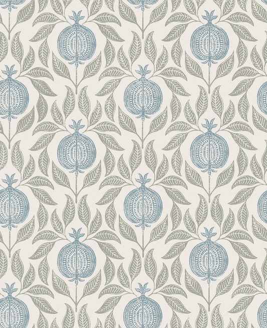 Apple of Grenada Sky Blue & Green Wallpaper