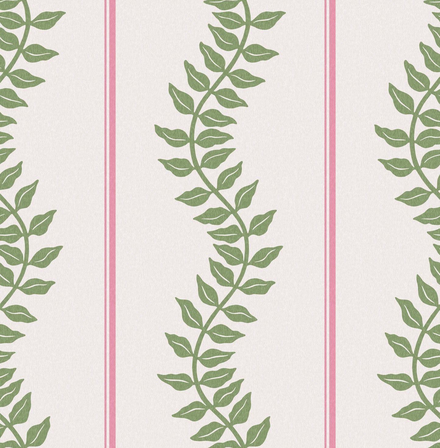 Laurel Leaf Stripe Pink & Green Wallpaper