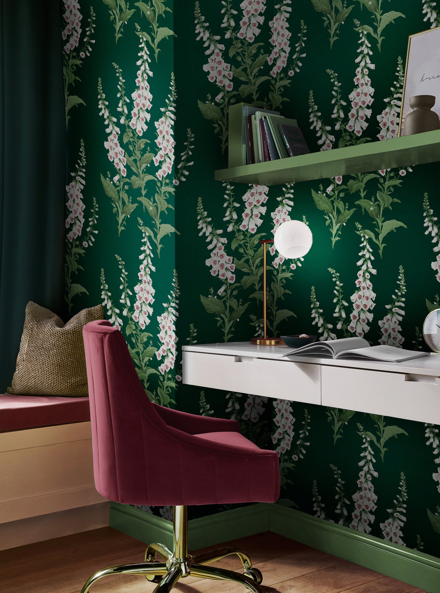Foxglove Emerald Wallpaper