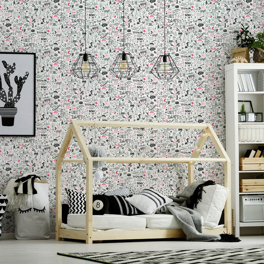 Doodle White/Neon Pink