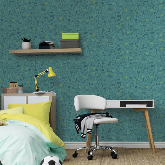 Doodle Kids Teal/Neon Yellow