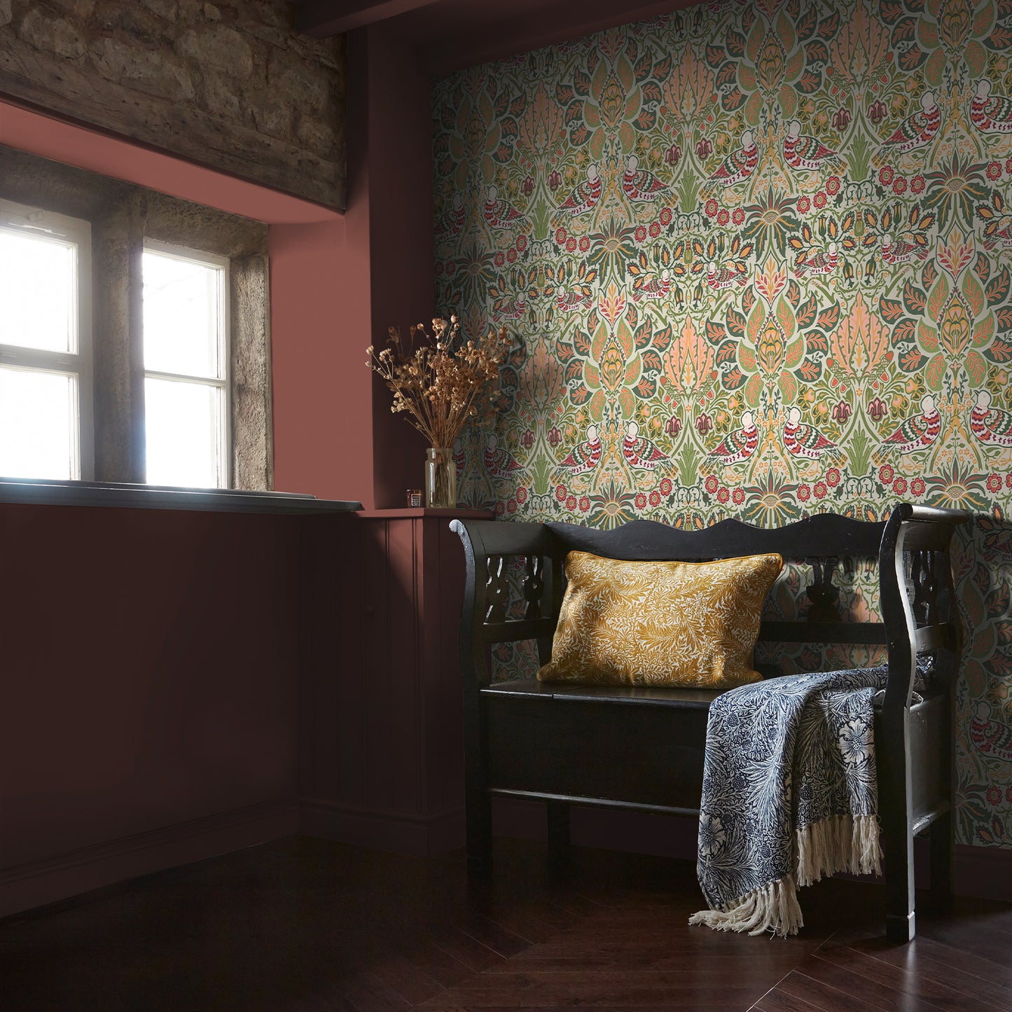 Dove & Rose Olive Wallpaper