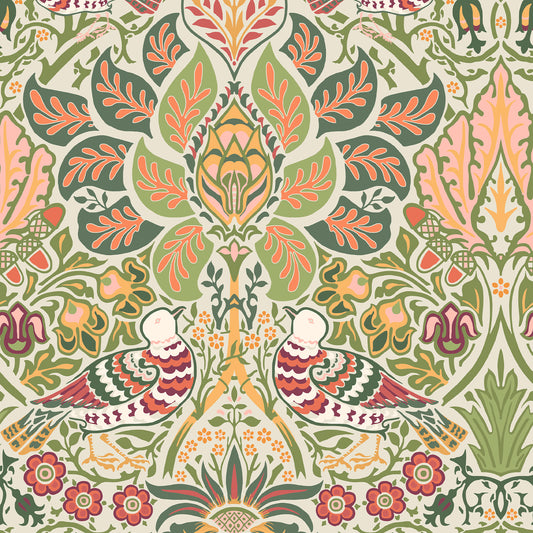 Dove & Rose Olive Wallpaper