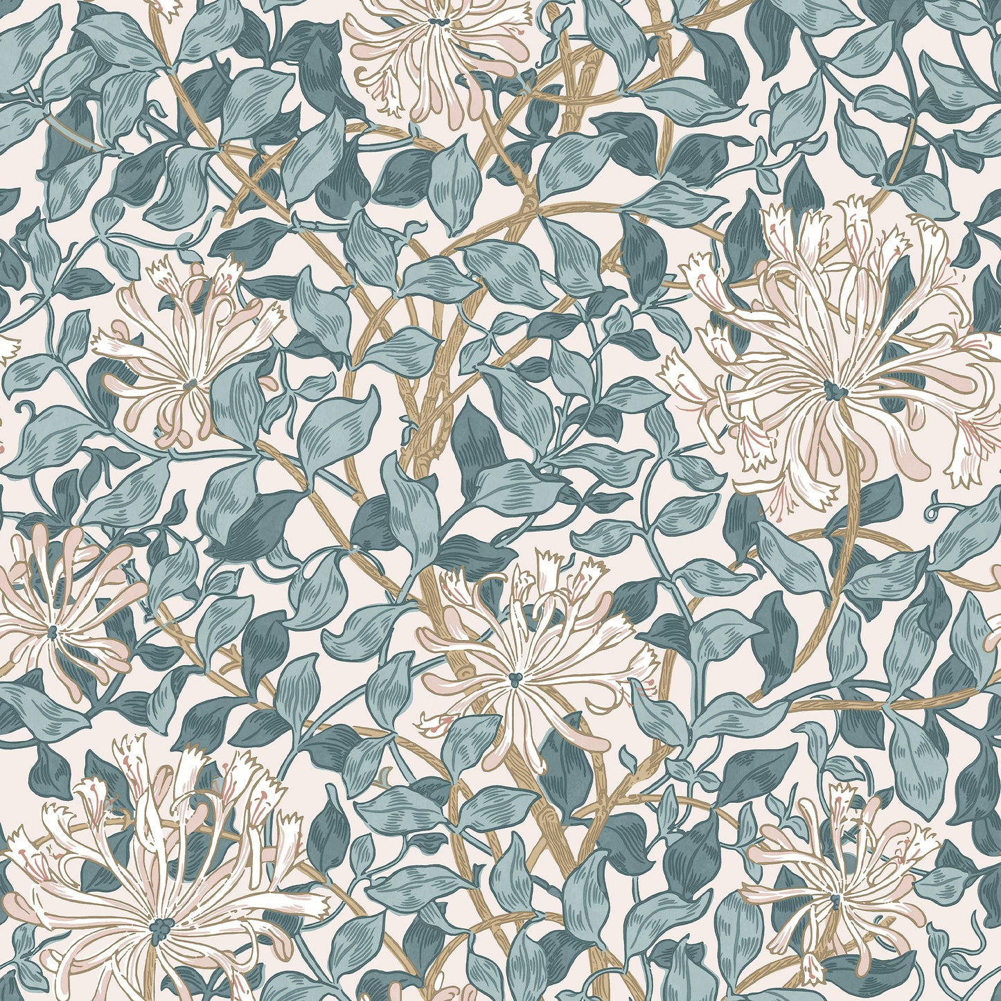 Honeysuckle Dusk Blue Wallpaper