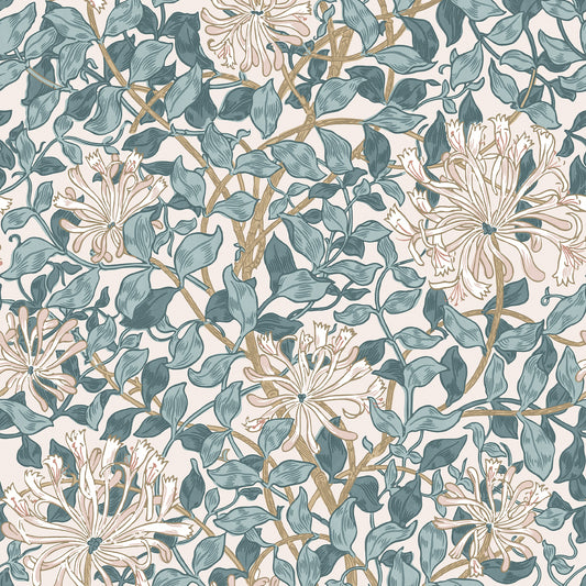 Honeysuckle Dusk Blue Wallpaper