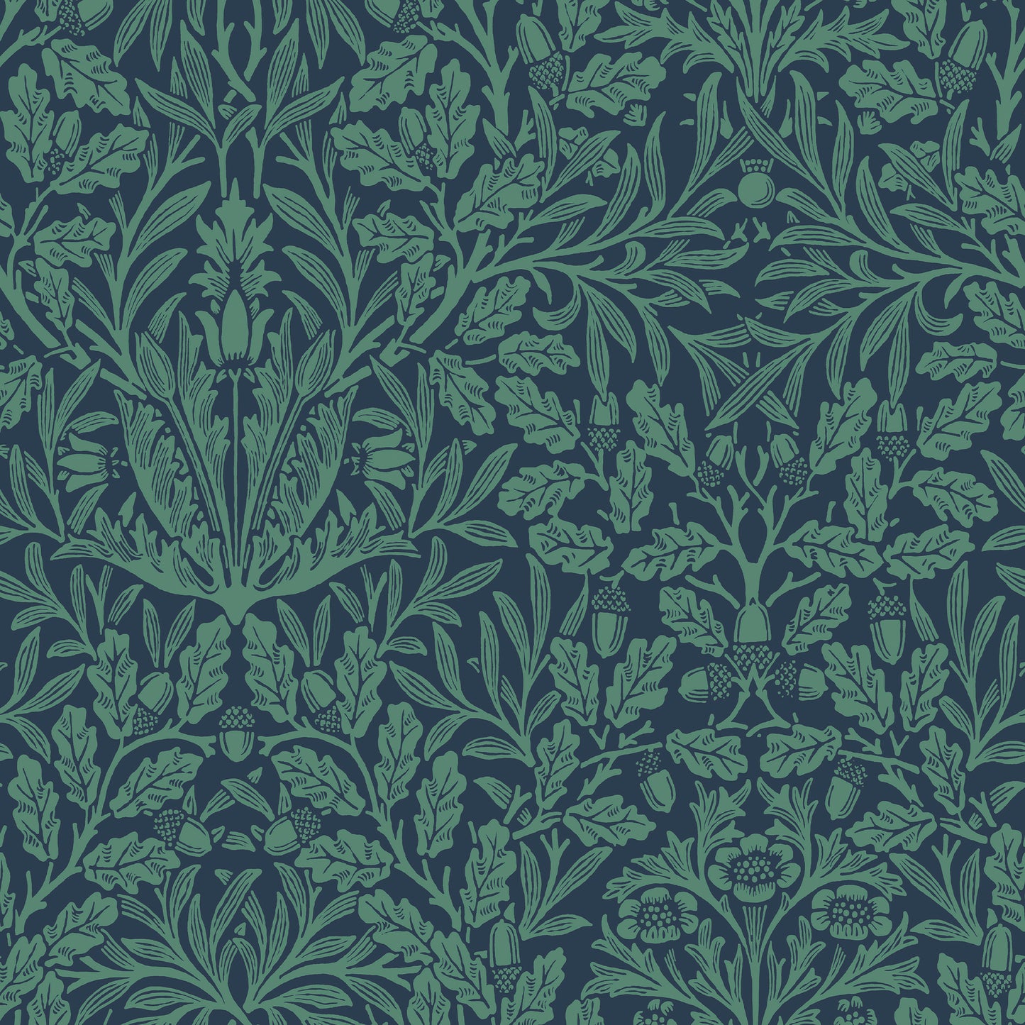 Acorn Heritage Blue Wallpaper
