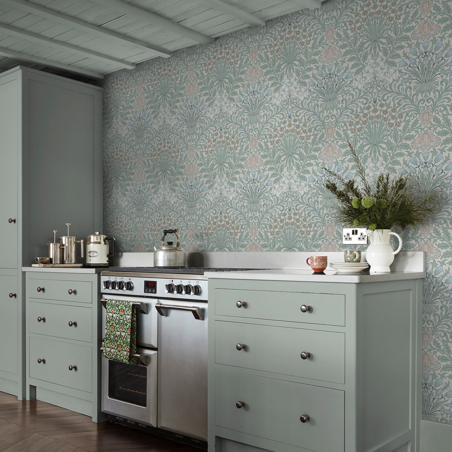 Garden Cottage Blues Wallpaper