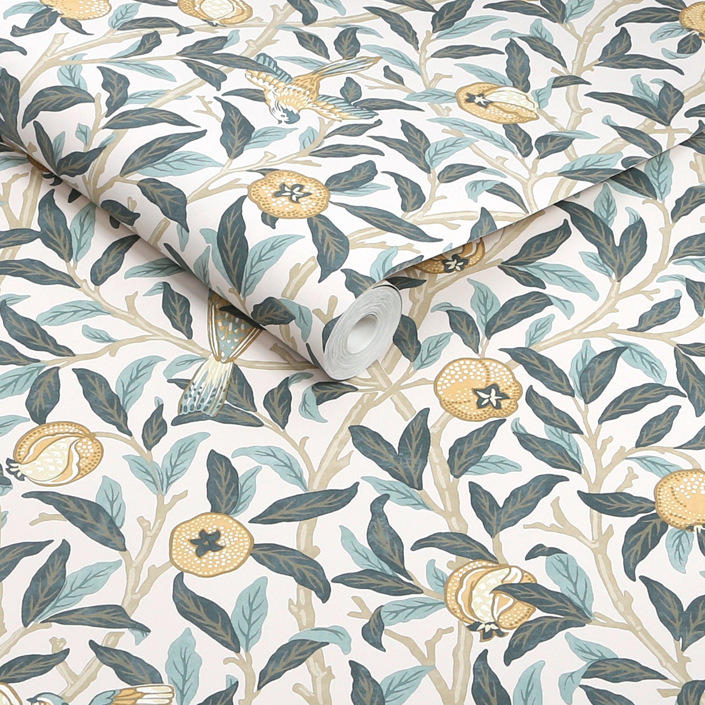Bird & Pomegranate Cloudy Blues Wallpaper