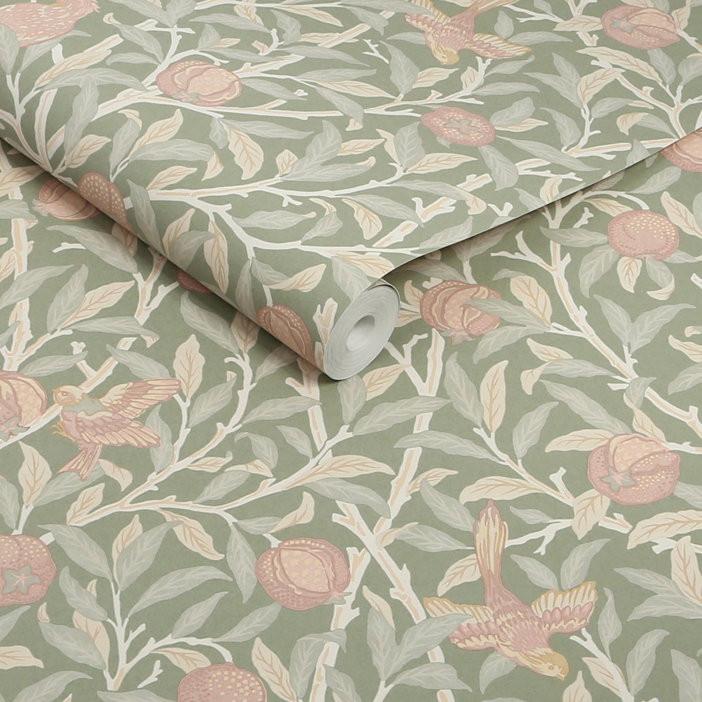 Bird & Pomegranate Rose Garden Wallpaper