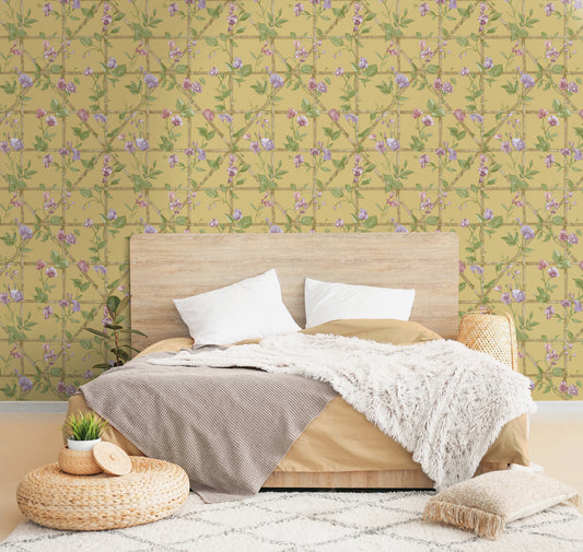 Trailing Floral Trellis Ochre