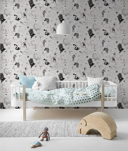 Baby Animal Black and White Wallpaper Wallpaper Inn