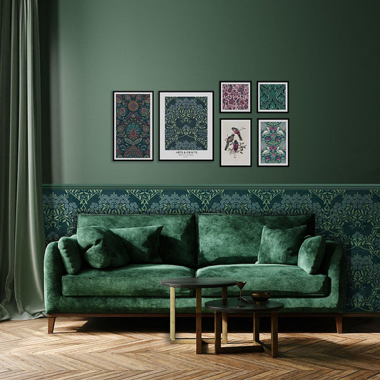 Floral Trail Blue Green - Wallpaper Inn