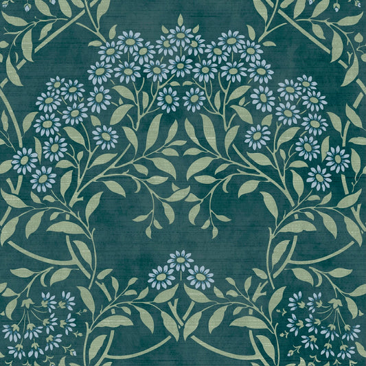 Floral Trail Blue Green - Wallpaper Inn