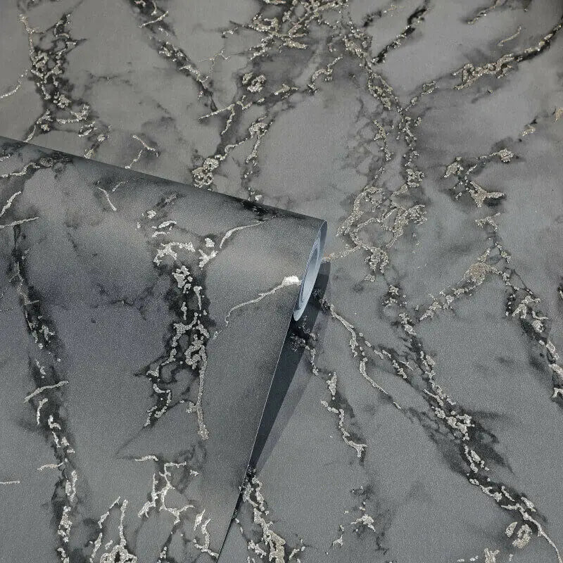 Carrara Marble Charcoal Wallpaper Wallpaper Inn