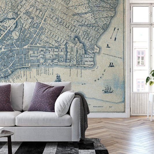 Old Vintage City Map New York Mural Wallpaper Inn
