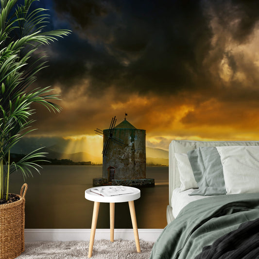 Old Windmill Mural Wallpaper Inn