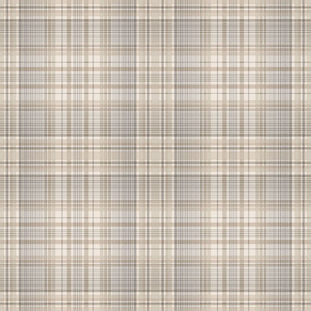 Checked Plaid Beige & Grey Wallpaper - Wallpaper Inn