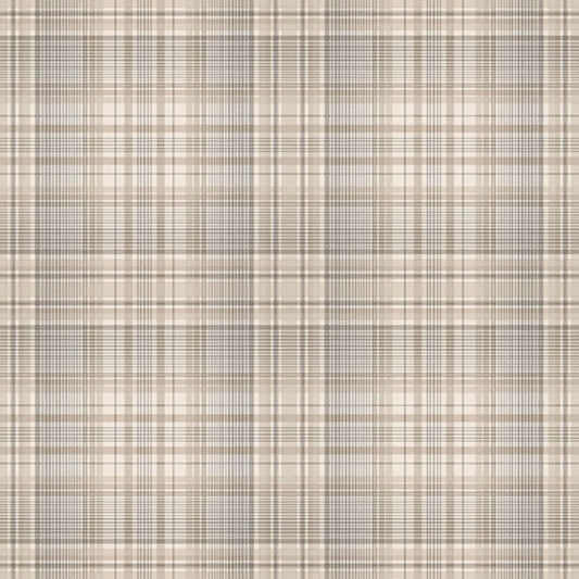 Checked Plaid Beige & Grey Wallpaper - Wallpaper Inn