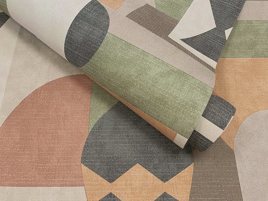 Khalili Orange/Khaki Wallpaper Wallpaper Inn