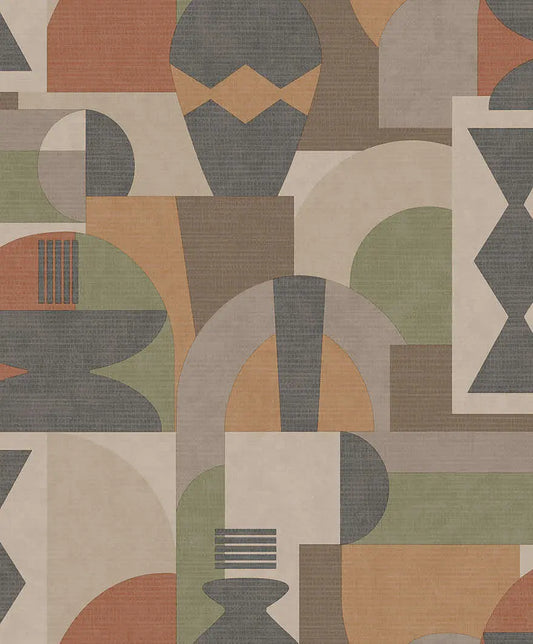Khalili Orange/Khaki Wallpaper Wallpaper Inn