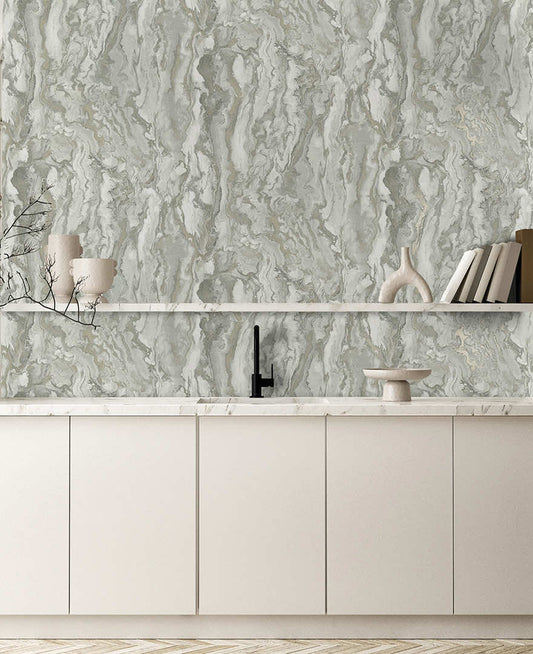 Thassos Marble Grey - Wallpaper Inn