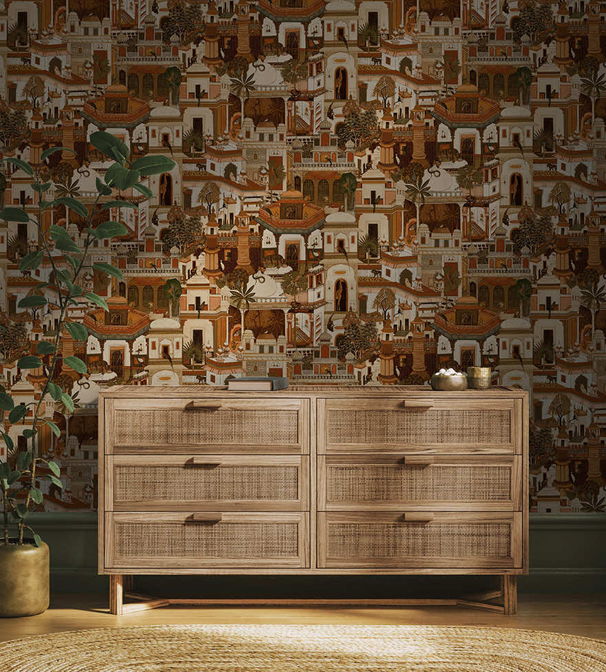 Civita Orange Wallpaper Wallpaper Inn