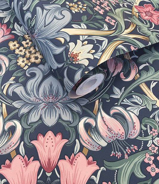 Fleurmont Wallpaper Navy/ Blush