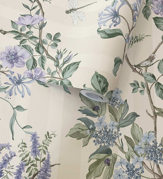 Camberly Wallpaper Neutral Blue