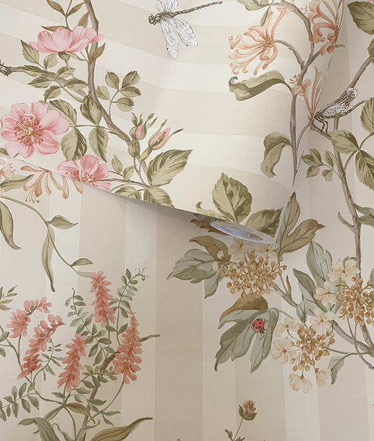 Camberly Wallpaper Cream/ Coral