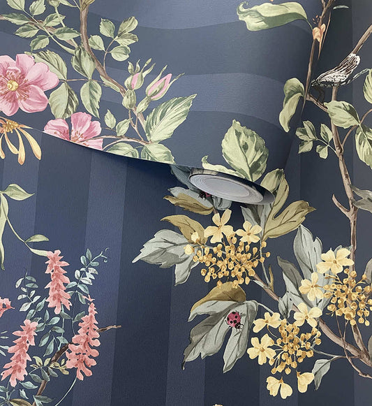 Camberly Wallpaper Navy Multi