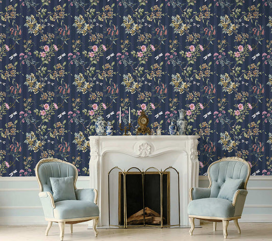 Camberly Wallpaper Navy Multi
