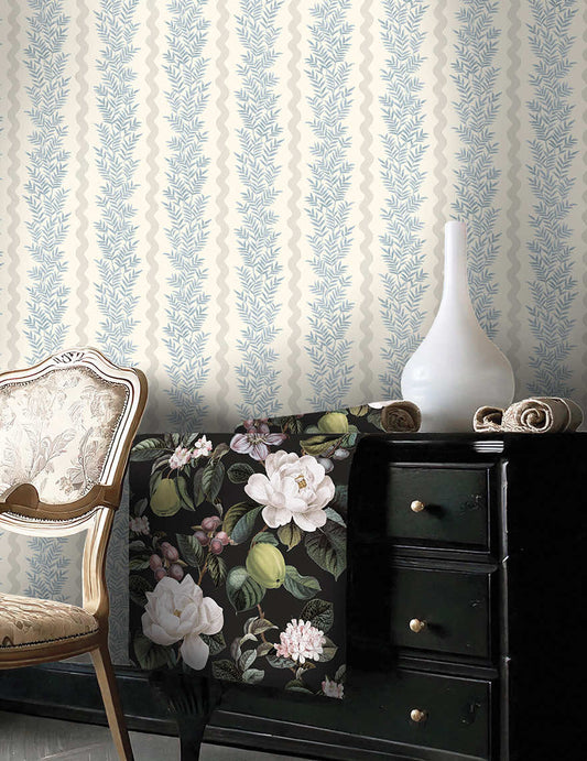 Pipkin Stripe Wallpaper Neutral/ Blue