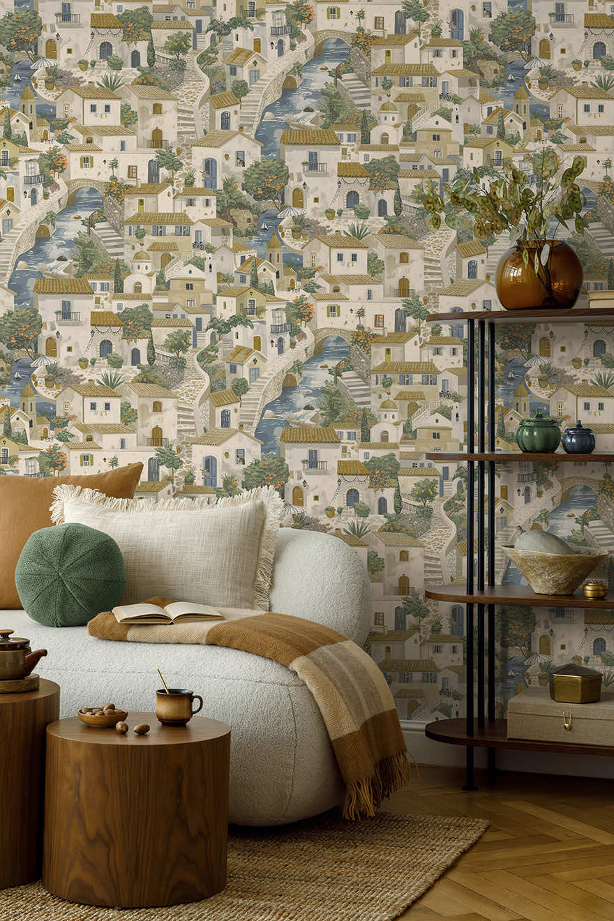 Monteroso Beige/Blue - Wallpaper Inn