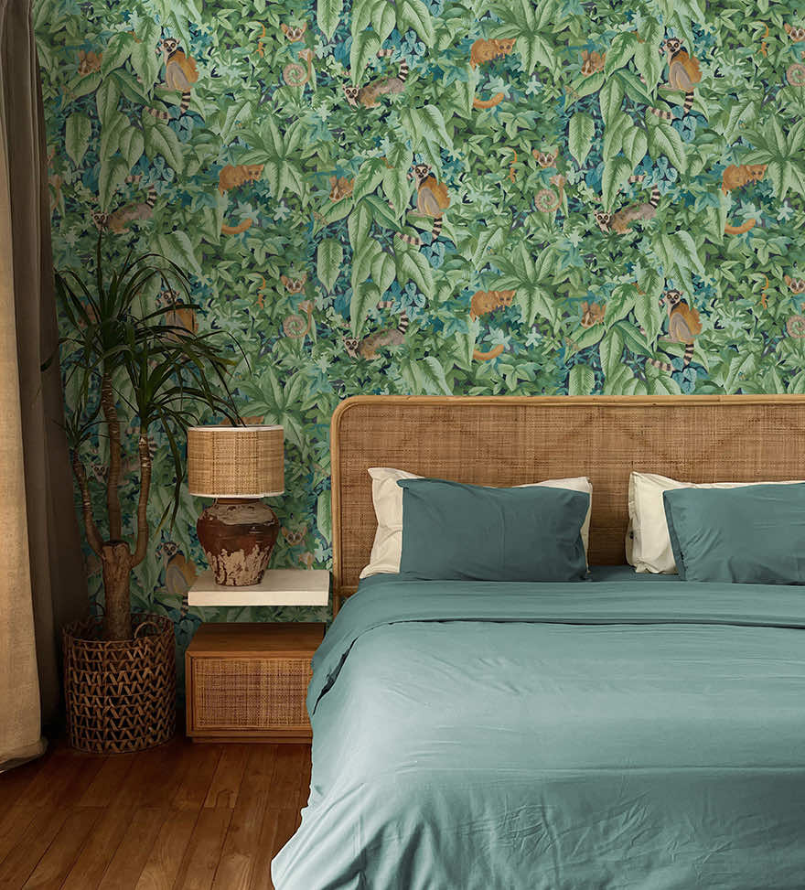Comoros Aqua/Green - Wallpaper Inn