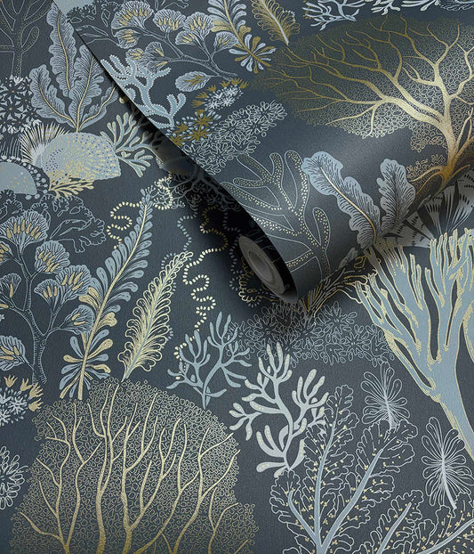 Nautilus Navy/Gold - Wallpaper Inn