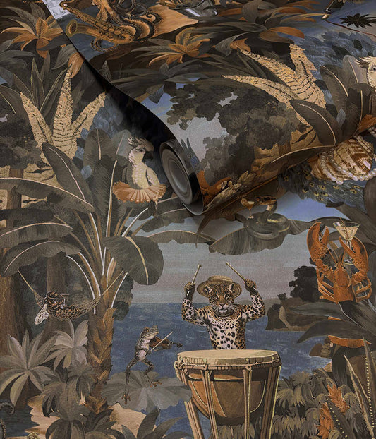 Sunset Carnival Navy - Wallpaper Inn